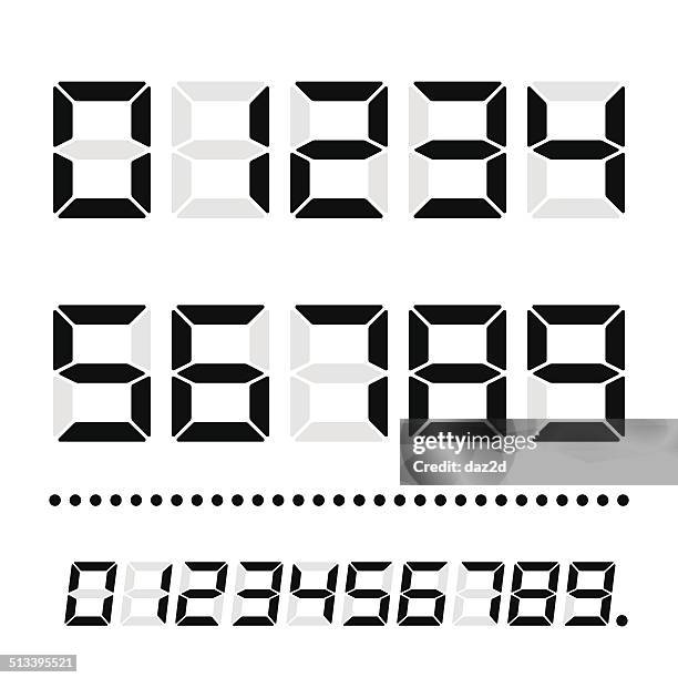 digital numbers - digital clock white background stock illustrations