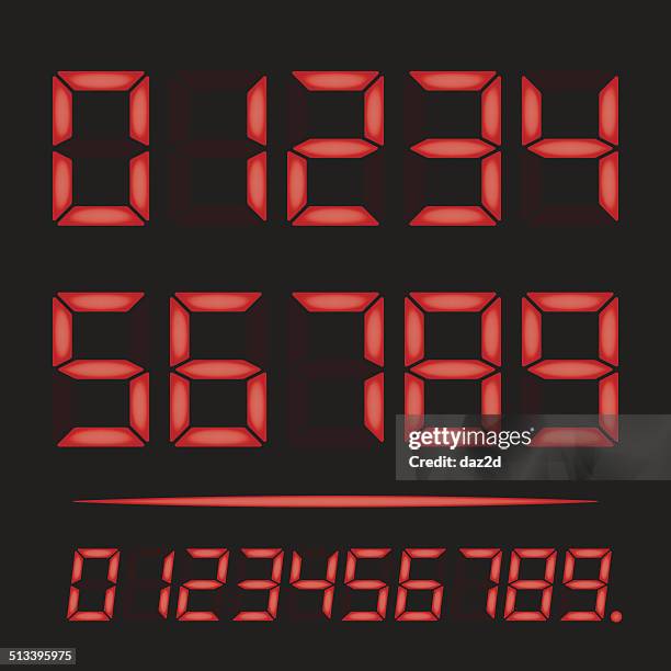 red led digits - number-one-black-background stock illustrations