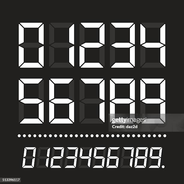 stockillustraties, clipart, cartoons en iconen met led numbers on black - cijfers