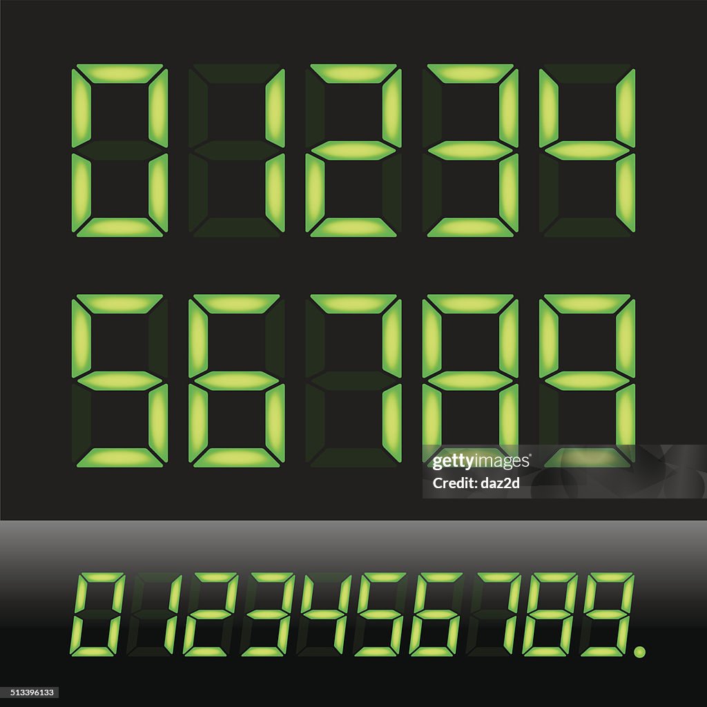 Green Illuminated Digital Numbers High-Res Vector Graphic - Getty Images