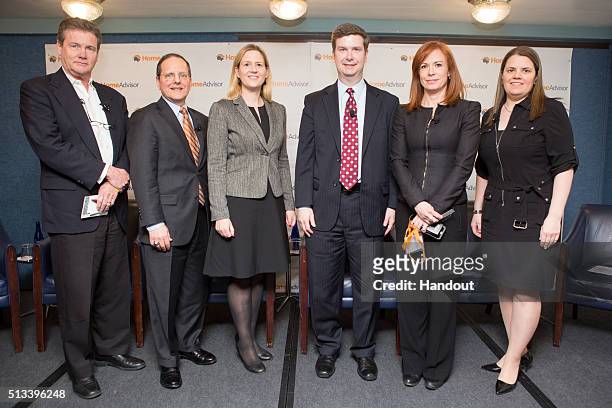 In this handout photo provided by HomeAdvisor, members of the first panel, left to right, Mark Richardson, Senior Industry Fellow at Harvard's Joint...