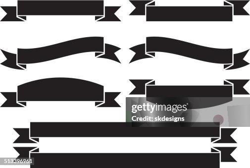 Base Ribbons Classic Basic Ribbons Set In Black Flat Design High-Res Vector Graphic ...