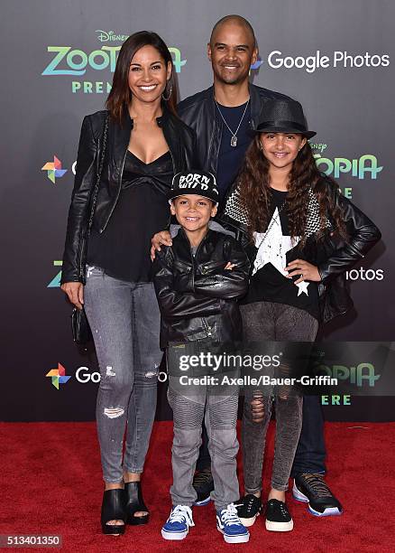 Actress Salli Richardson-Whitfield, Dondre Whitfield and children Parker Richardson-Whitfield and Dre Terrell Whitfield arrive at the premiere of...