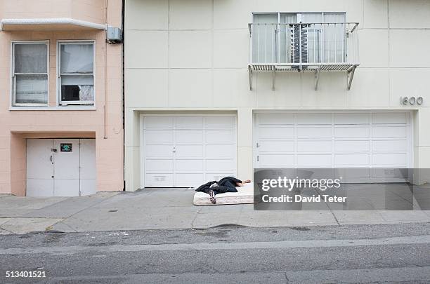 man sleeping on sidewalk in san francisco - nob hill stock pictures, royalty-free photos & images