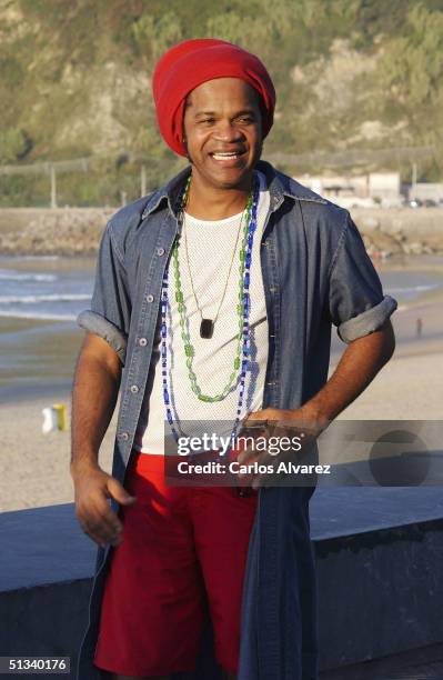 Brazilian musician Carlinhos Brown attends the Photocall for his movie "El Milagro de Candeal" on the seventh day of the 52nd San Sebastian...