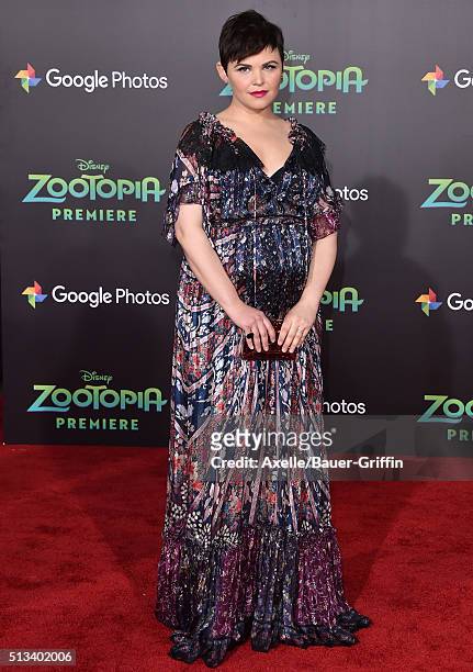 Actress Ginnifer Goodwin arrives at the premiere of Walt Disney Animation Studios' 'Zootopia' at the El Capitan Theatre on February 17, 2016 in...