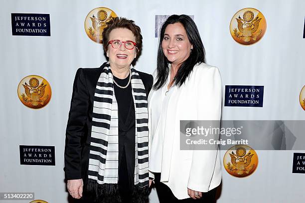 Billie Jean King and Executive Vice President of Global Employee Success Cindy Robbins attend Jefferson Awards Foundation 2016 NYC National Ceremony...