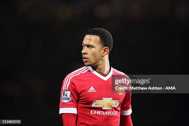 Memphis Depay of Manchester United during the Barclays Premier League match between Manchester United and Watford at Old Trafford on March 02, 2016...