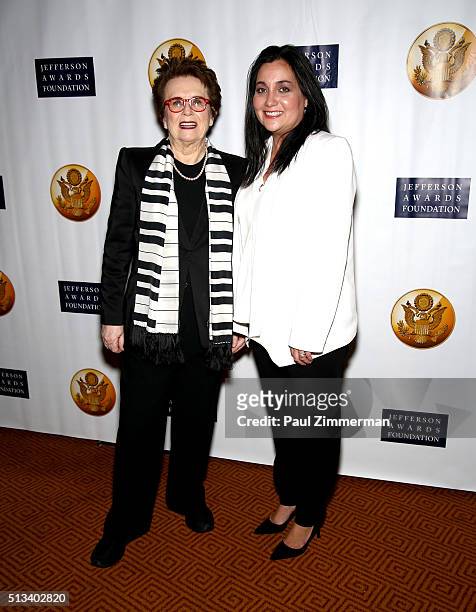 Former professional tennis player Billie Jean King and Executive Vice President of Global Employee Success Cindy Robbins attend the 5th Annual...