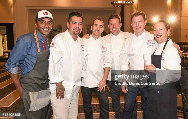 Chefs Marcus Samuelsson, Aaron Sanchez, Marc Forgione, Tyler Florence, Bobby Flay and Nancy Silverton attend a Tribute Dinner Honoring Jonathan...