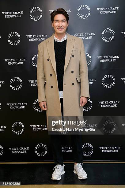 South Korean actor Jung Gyu-Woon attends the photocall for 'BUTTERO' 2016 S/S White Crack on February 26, 2016 in Seoul, South Korea.