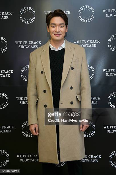 South Korean actor Jung Gyu-Woon attends the photocall for 'BUTTERO' 2016 S/S White Crack on February 26, 2016 in Seoul, South Korea.