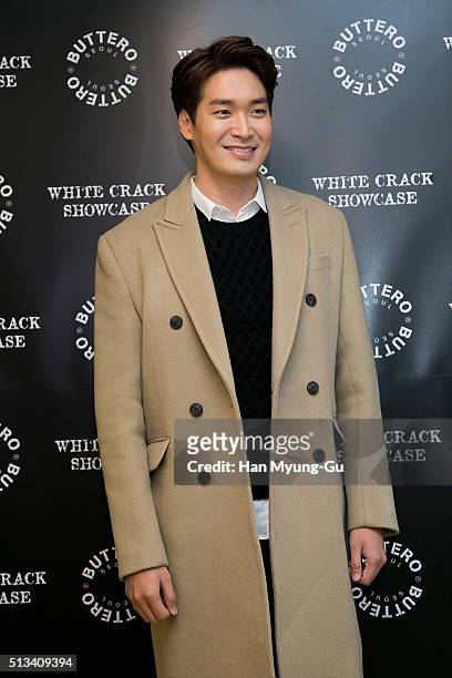 South Korean actor Jung Gyu-Woon attends the photocall for 'BUTTERO' 2016 S/S White Crack on February 26, 2016 in Seoul, South Korea.
