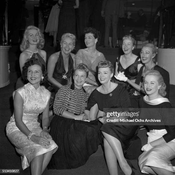 June Lockhart poses with other actresses during a Stars party on October 4,1957 in Los Angeles,CA.