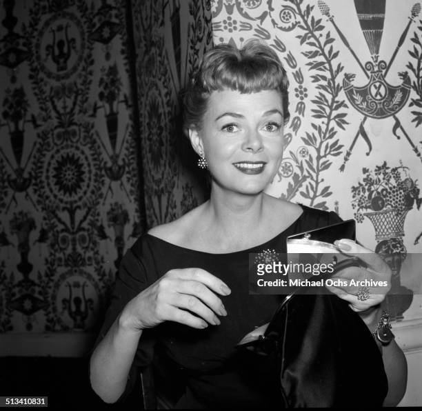June Lockhart poses during a Stars party on October 4,1957 in Los Angeles,CA.