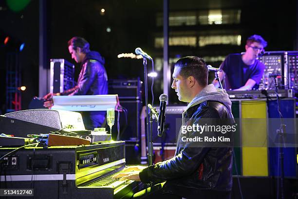 Alex Frankel and his band Holy Ghost! perform at The Museum of Modern Art 2016 Armory Party at MOMA on March 2, 2016 in New York City.