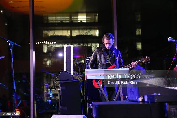 Nicholas Millhiser of the band Holy Ghost! performs at The Museum of Modern Art 2016 Armory Party at MOMA on March 2, 2016 in New York City.