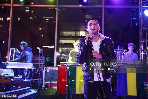 Alex Frankel and his band Holy Ghost! perform at The Museum of Modern Art 2016 Armory Party at MOMA on March 2, 2016 in New York City.