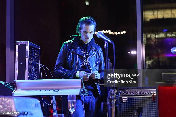 Nicholas Millhiser of the band Holy Ghost! performs at The Museum of Modern Art 2016 Armory Party at MOMA on March 2, 2016 in New York City.