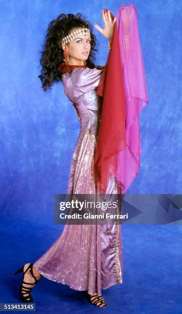 Maria Reyes, Miss Spain 1995, on a photo shoot like Salome, 23rd November 1995, Madrid, Spain. .