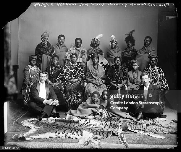 Members of The African Choir pose for a group portrait with their English choir manager, Walter Letty , and musical director James Balmer, 1891. The...