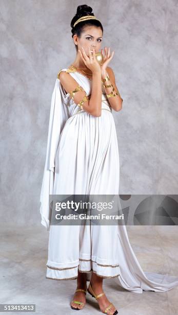 Maria Reyes, Miss Spain 1995, on a photo shoot like Venus, 23rd November 1995, Madrid, Spain. .