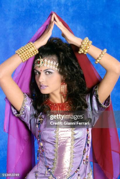 Maria Reyes, Miss Spain 1995, on a photo shoot like Salome, 23rd November 1995, Madrid, Spain. .