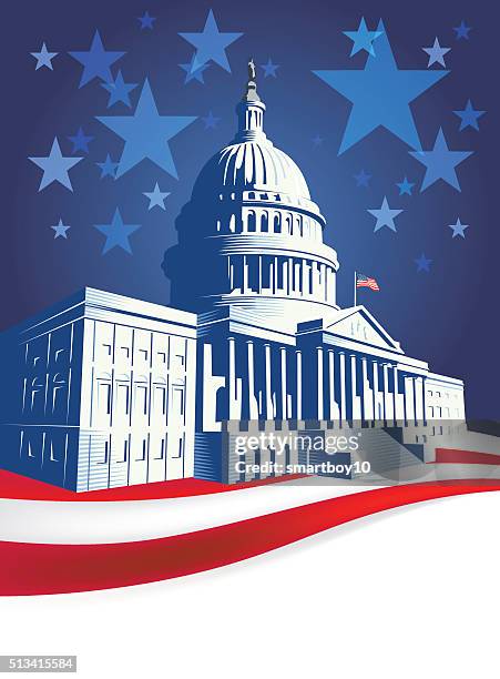 capitol building with stars and stripes - united states senate stock illustrations