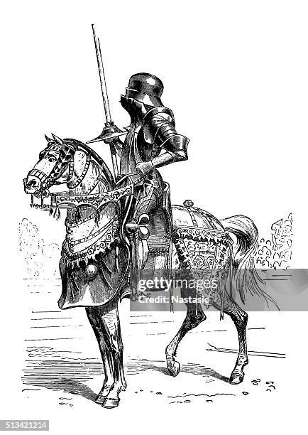 knight and horse - jousting stock illustrations