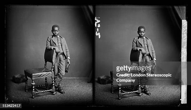 Stereoscopic portrait of Kalulu , 8th August 1872. Kalulu was the personal servant and adopted child of Sir Henry Morton Stanley and accompanied the...