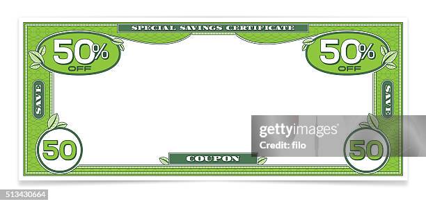 stockillustraties, clipart, cartoons en iconen met dollar bill money savings coupon - fifty dollar bill