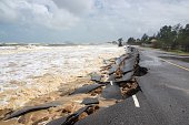 Beach Road slide by water and wind