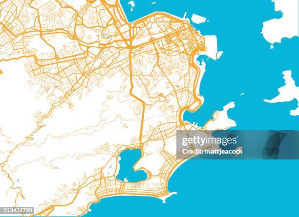 rio de janeiro city map - rio de janeiro aerial view stock illustrations