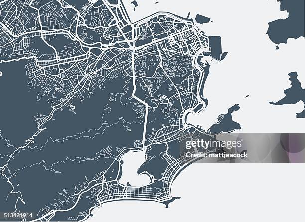 ilustrações de stock, clip art, desenhos animados e ícones de mapa de cidade do rio de janeiro - rio de janeiro