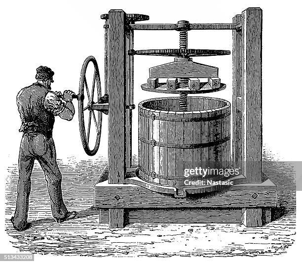 pomace press - grapeseed stock illustrations