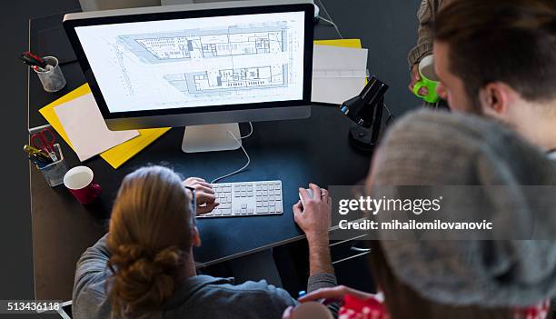 architects at work - student looking at computer screen stock pictures, royalty-free photos & images