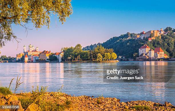 beautiful early summer morning in passau - river danube stock pictures, royalty-free photos & images
