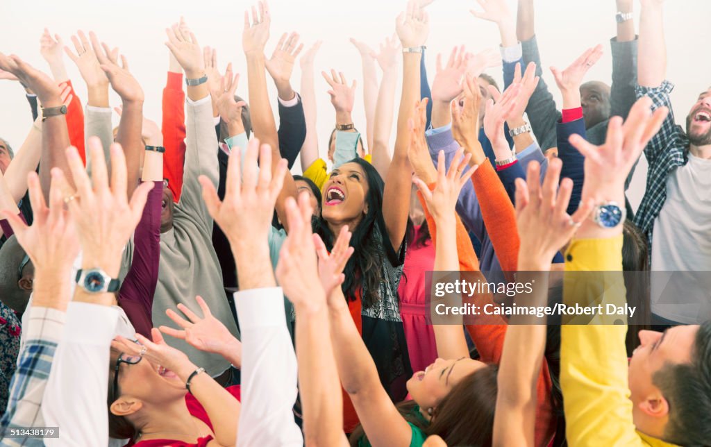 Enthusiastic crowd cheering