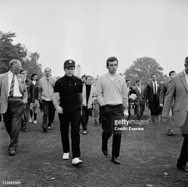 South African professional golfer, Gary Player, and English golfer, Tony Jacklin, play a private match at Sunningdale Golf Club, Berkshire, 6th...