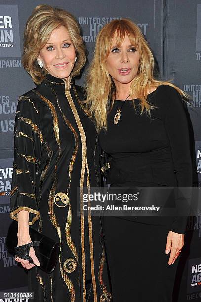 Actress Jane Fonda and actress Rosanna Arquette attend the 2016 Los Angeles Dinner: What You Do Matters presented by the United States Holocaust...