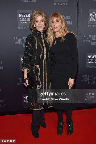 Jane Fonda and Rosanna Arquette attend the United States Holocaust Memorial Museum presents 2016 Los Angeles Dinner: What You Do Matters at The...