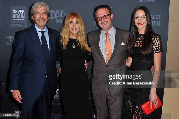 Todd Morgan, actress Rosanna Arquette actor David Arquette and Christina McLarty attend the 2016 Los Angeles Dinner: What You Do Matters presented by...
