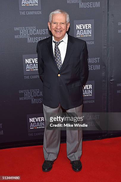 Robert Clary attends the United States Holocaust Memorial Museum presents 2016 Los Angeles Dinner: What You Do Matters at The Beverly Hilton Hotel on...