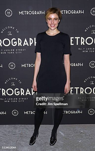 Actress Greta Gerwig attends the Metrograph opening night at Metrograph on March 2, 2016 in New York City.
