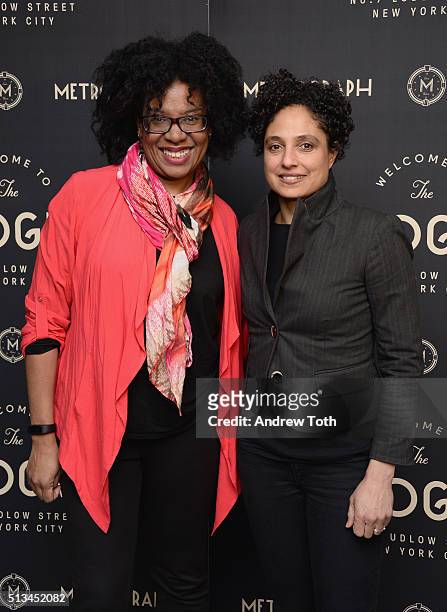 Shola Lynch and a guest attend the Metrograph opening night at Metrograph on March 2, 2016 in New York City.