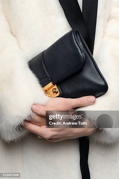 Sofia Coppola, handbag detail, attends the Metrograph opening night at Metrograph on March 2, 2016 in New York City.