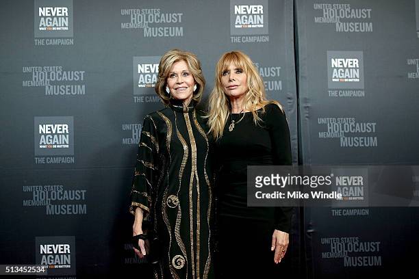 Jane Fonda and Rosanna Arquette attend the United States Holocaust Memorial Museum presents 2016 Los Angeles Dinner: What You Do Matters at The...