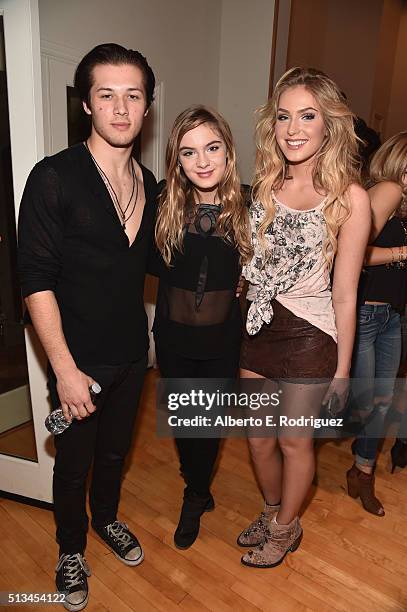 Actors Leo Howard, Brighton Sharbino and Saxon Sharbino attend the premiere party of Disney XD's "Lab Rats: Elite Force" on March 2, 2016 in Los...