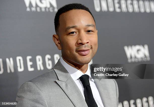 Executive producer John Legend attends WGN America's "Underground" World Premiere on March 2, 2016 in Los Angeles, California.