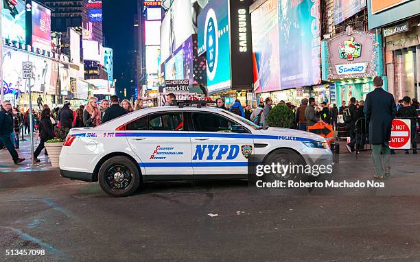 Or New York Police Department car parked in the middle of Times Square.